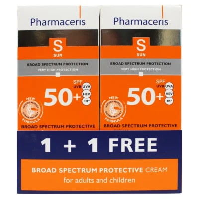 کرم ضد افتاب طیف گسترده فارماسریز لاین S با SPF 50 (پک ویژه ۱+۱)